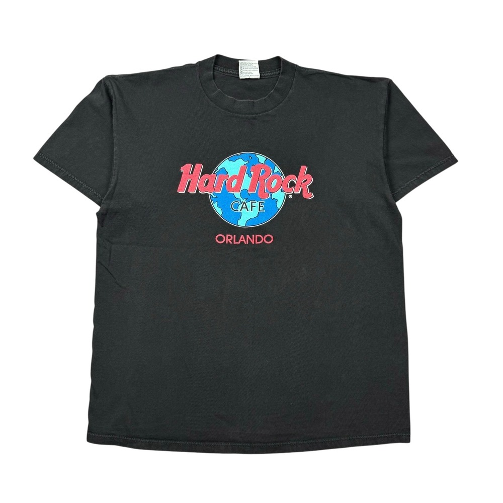 Vtg Hard Rock Cafe T Shirt Men Large Black Orlando Graphic Tee 90s Y2K USA Made